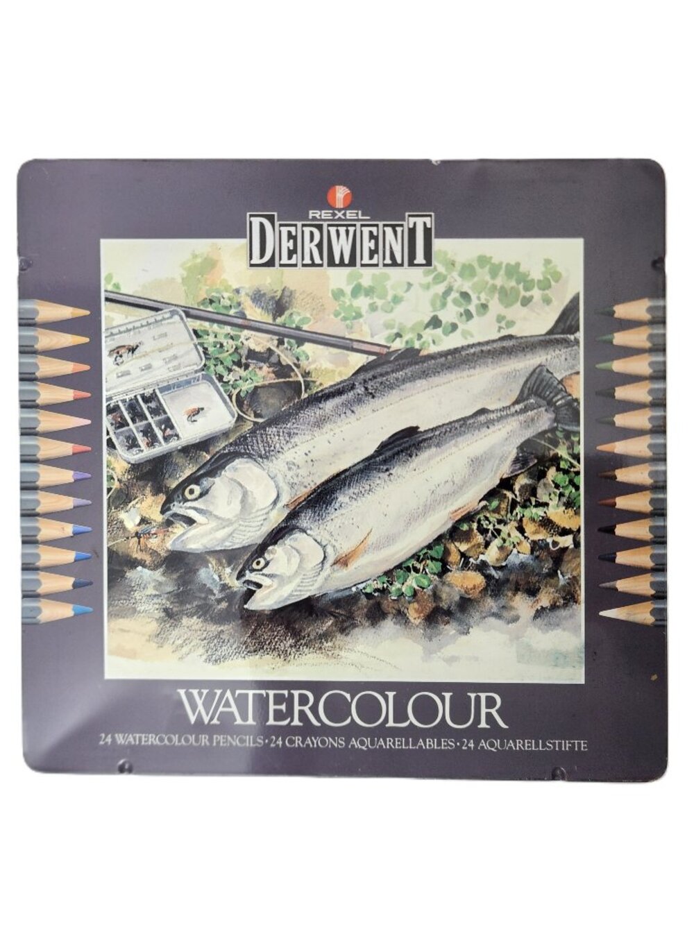 RARE DISCONTINUED Rexel Derwent Professional Watercolor Pencil Set in Metal Case